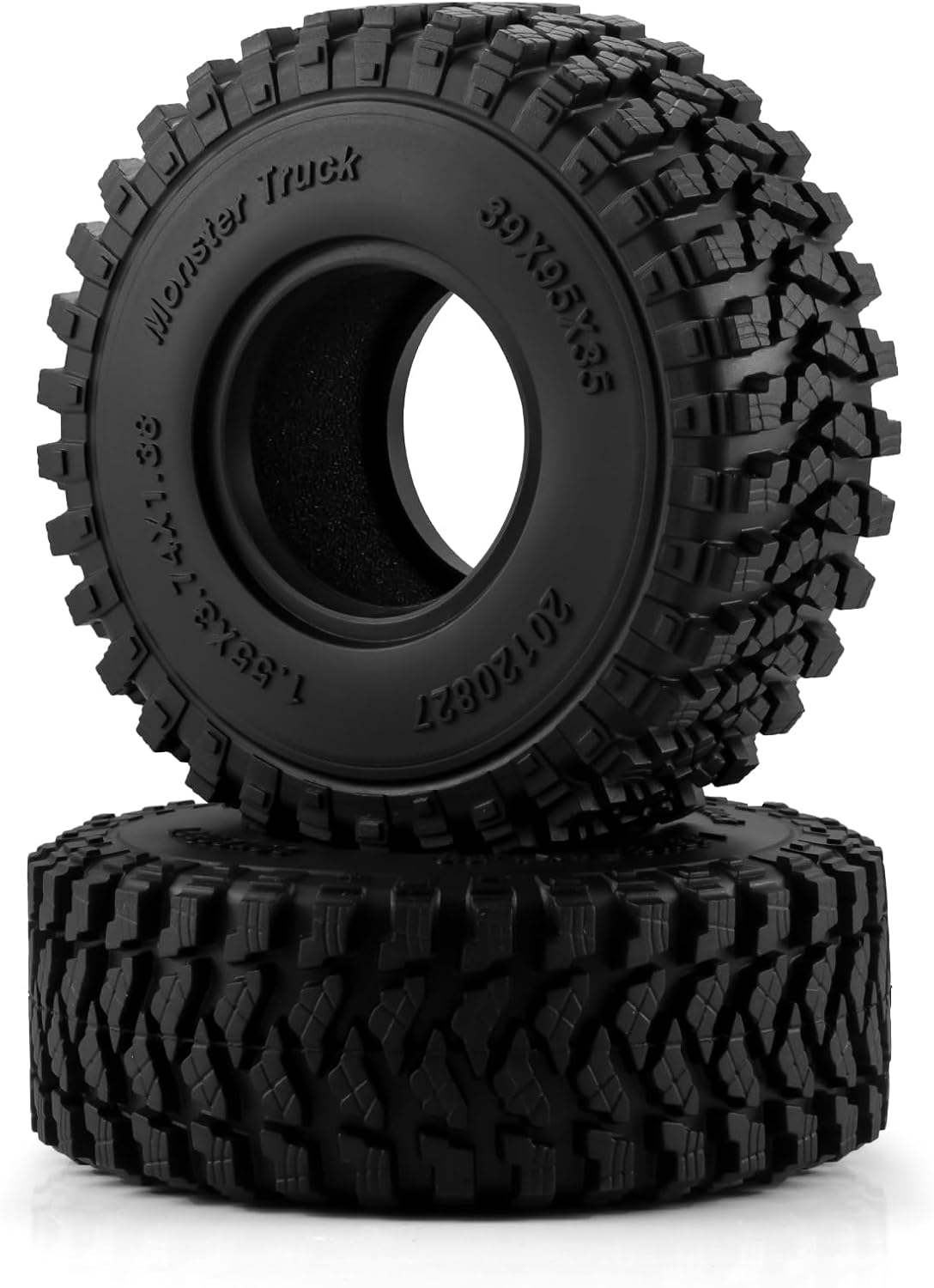 4PCS 1.55 inch Mud Wheel Tyre Terrain Crawler Tires with Foam Insert 95 * 35mm Soft Rubber Tyres Compatible with 1/18 Axial UTB18 Capra RC Crawler Car Axial AX90069 UTB18 MST JIMNY