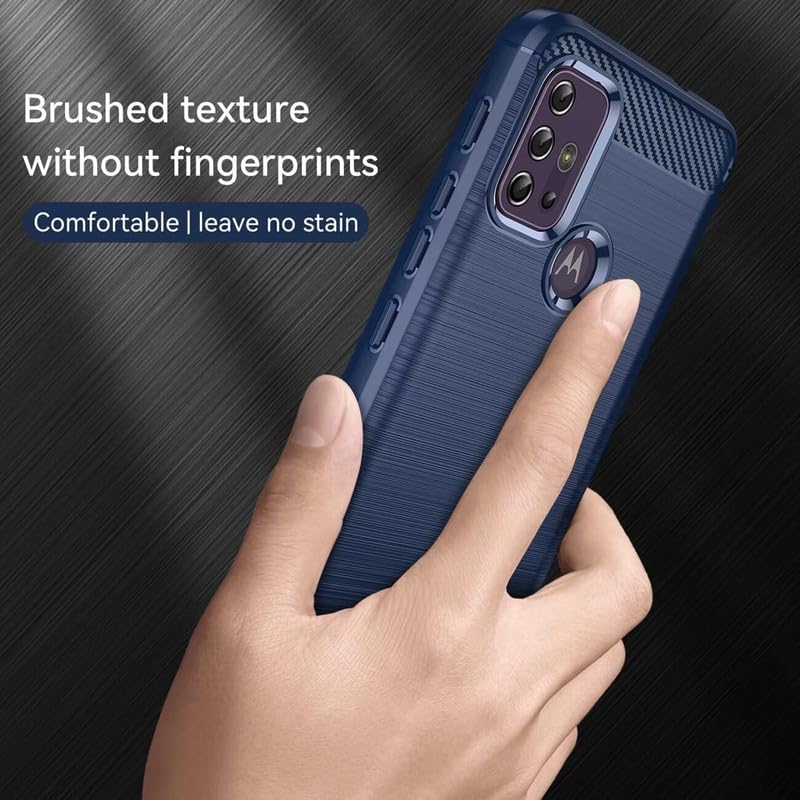 Image of NPRC Hybrid Ultra Slim Protective Case TPU Non-Slip Carbon Fiber Texture Shockproof Case Cover for Moto E40 - Blue