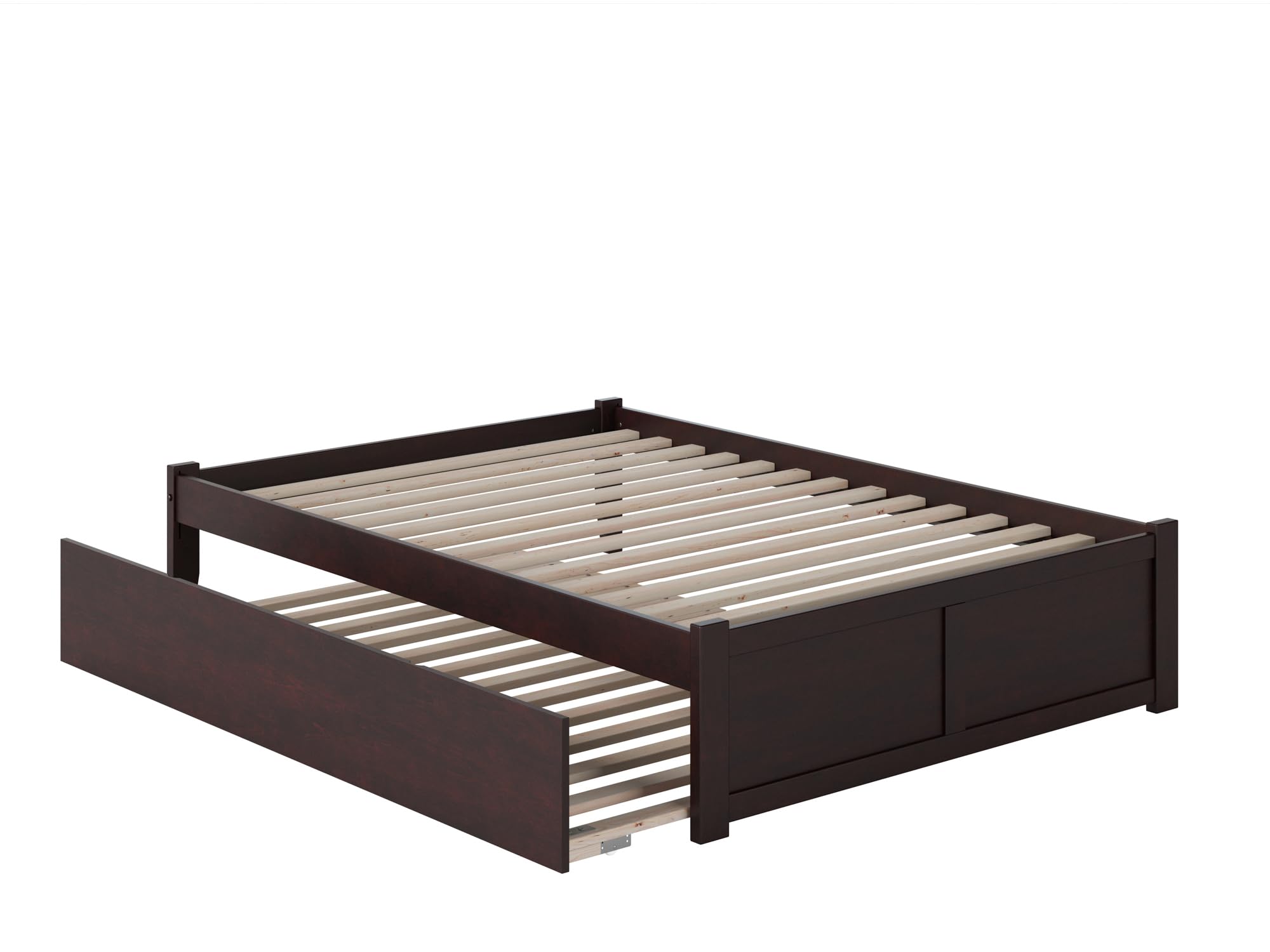 AFI Concord Queen Size Platform Bed with Footboard & Twin XL Trundle in Espresso