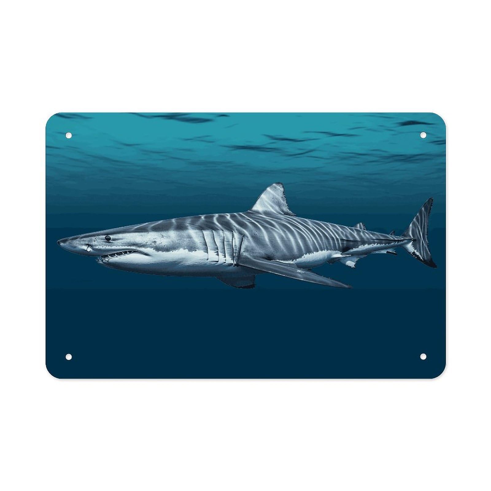 Fekiloot Style Great White Shark Metal Signs Wall Art Tin Sign