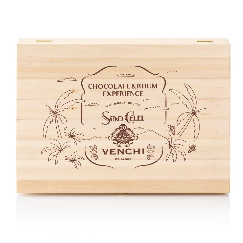 Venchi, Chocolate & Rhum Experience, 332 gr, Cioccolato e Rhum Sao Can Riserva Originale Invecchiata 20 Anni, Senza Glutine, Senza Conservanti e Coloranti, Idea Regalo