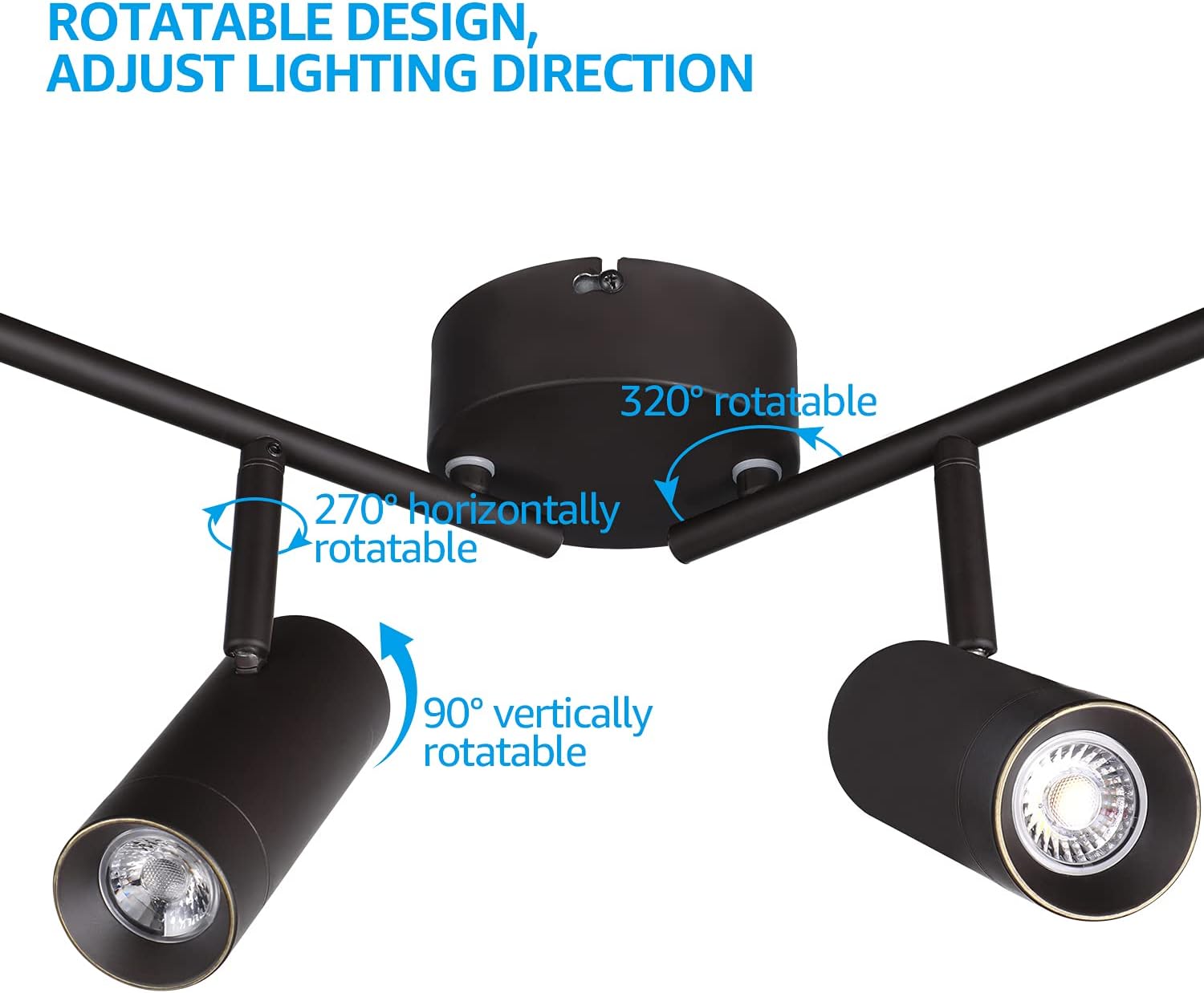 LEONLITE 28W LED Track Lighting Fixtures Ceiling, 4 Light Dimmable Track Light Kit, CRI80, Adjustable Ceiling Spotlight, 1800lm, Aluminum, Anti-Glare, Accent, 2700K Soft White, Oil Rubbed Bronze
