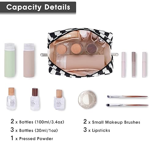 Miniatura 228 de Narwey Cute Cheetah Makeup Bag Travel Cosmetic Bag Organizer Toiletry Bag Make Up Bags with Compartments for Women Girls (Large, Black Leopard)