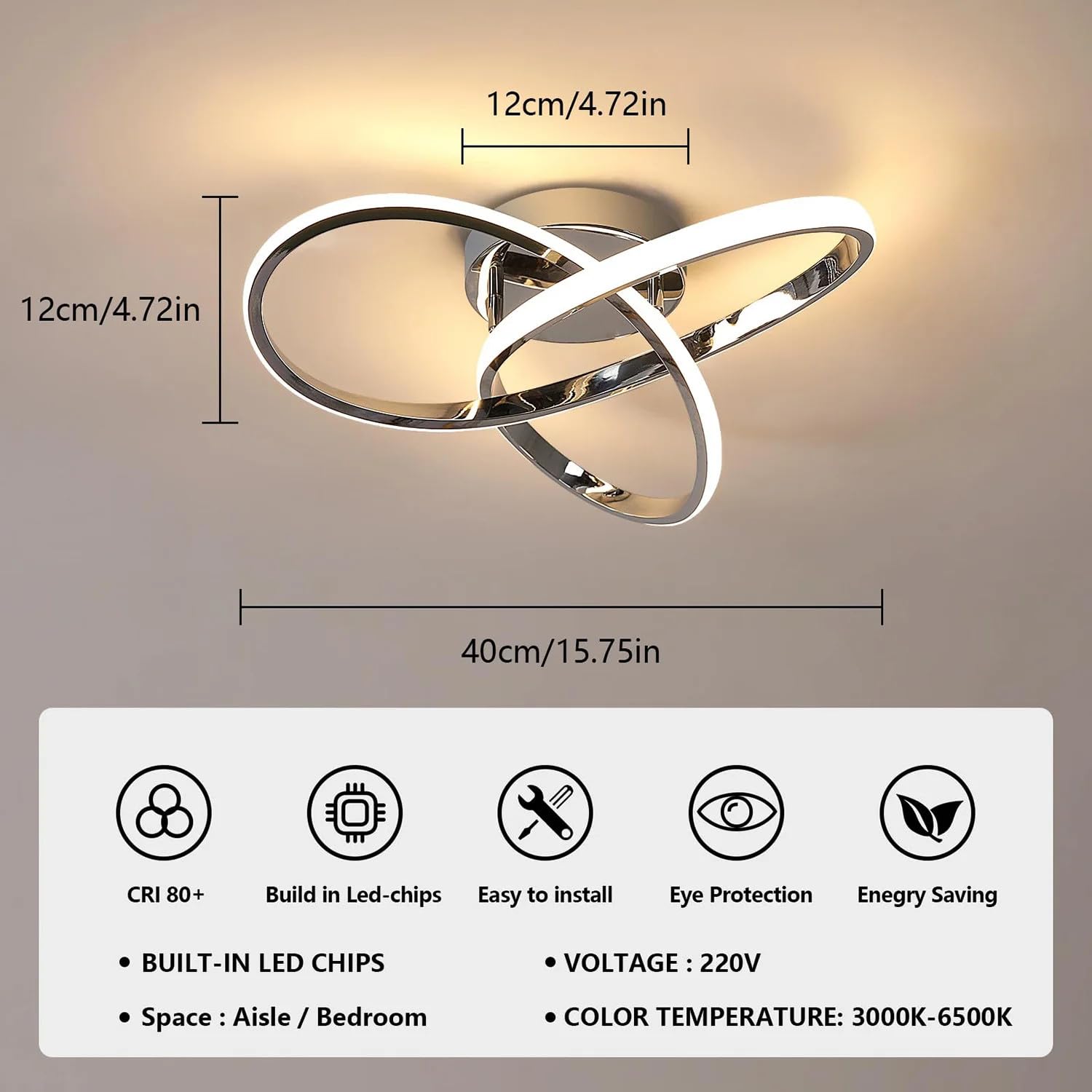 DELIPOP Plafoniera LED Sufitowa Ściemnialna 36W, Pilot 3000-6500K