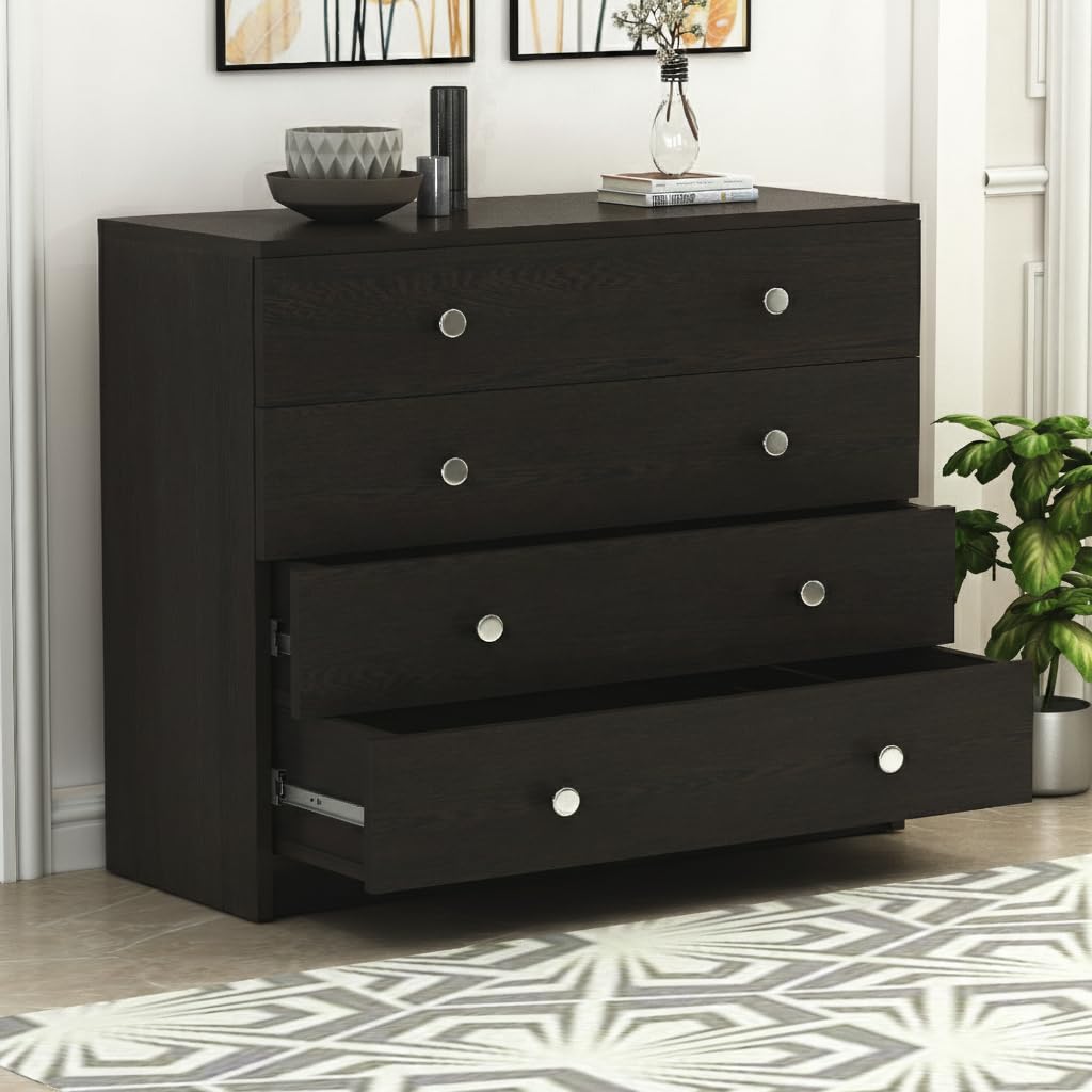 DesignFit Engineered Wood 4 Drawer Chest of Drawers | Wooden Storage Cabinet Organizer for Bedroom, Living Room & Kitchen | Multipurpose Organizer for Clothes, Books, Toys & Essentials (Wenge Finish)-image-22