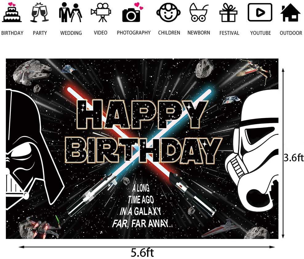 Miniatura 4 de Telón de fondo de galaxia de estrella de 5.9 x 3.6 pies para decoraciones de fiesta de cumpleaños, fondo de guerra del universo, decoraciones de