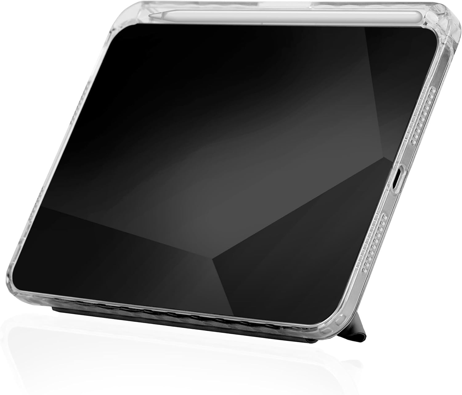 STM OPP Case for iPad mini (A17 Pro/6th Gen) – Ultra-Slim Folio Cover with Origami Stand, Crystal Clear Back, Drop Protection, Integrated Apple Pencil Holder, Easy Port Access – Black