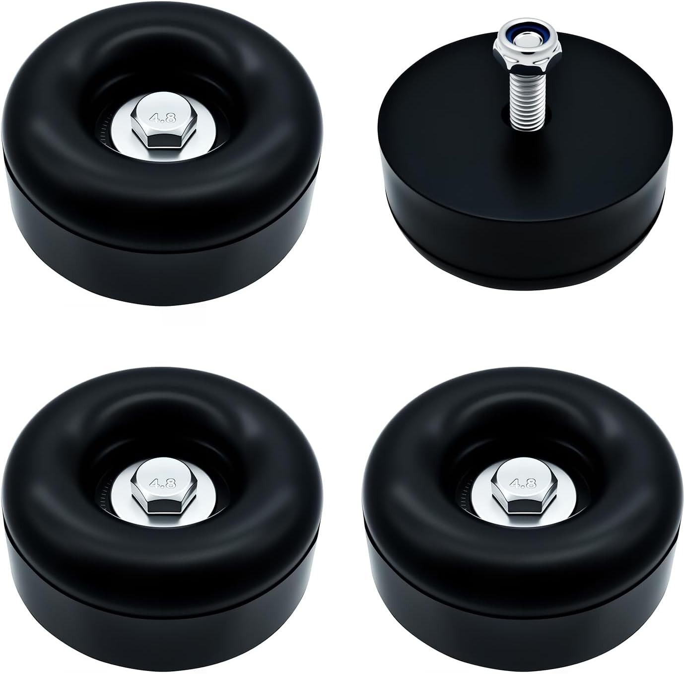 2.5" Trailer Ramp Door Bumper, Round Rubber Bump Stops with Screw Kit for Cargo Trailer Ramp Doors & Truck Gates, Pressure Washers, Air Compressors, Pumps - 4 Pack
