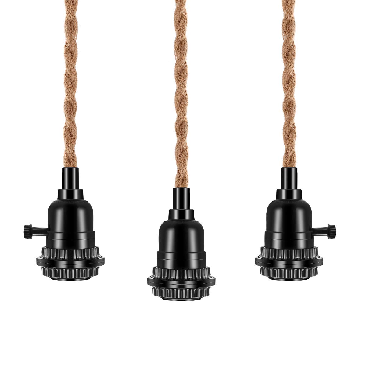 Vintage Triple Light Sockets Pendant Hanging Light Cord Kit with On/Off, DORESshop 22FT Plug-in Light Fixture E26 Lamp Extension Hanging Lantern Cable for Retro DIY Decoration
