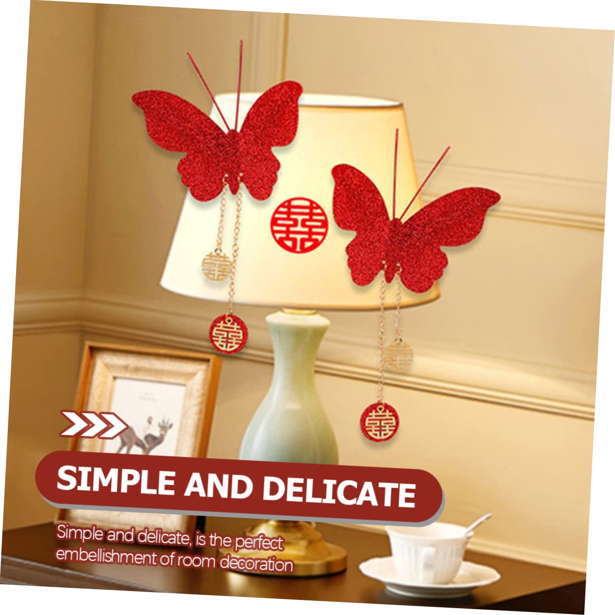 STOBAZA 20 Stk Schmetterlings-ornament Schmetterling Party Dekorationen Schmetterling Dekorationen Braut Aufkleber Hochzeitsdekorationen 3d Rot Festlich Krawatte Funkeln