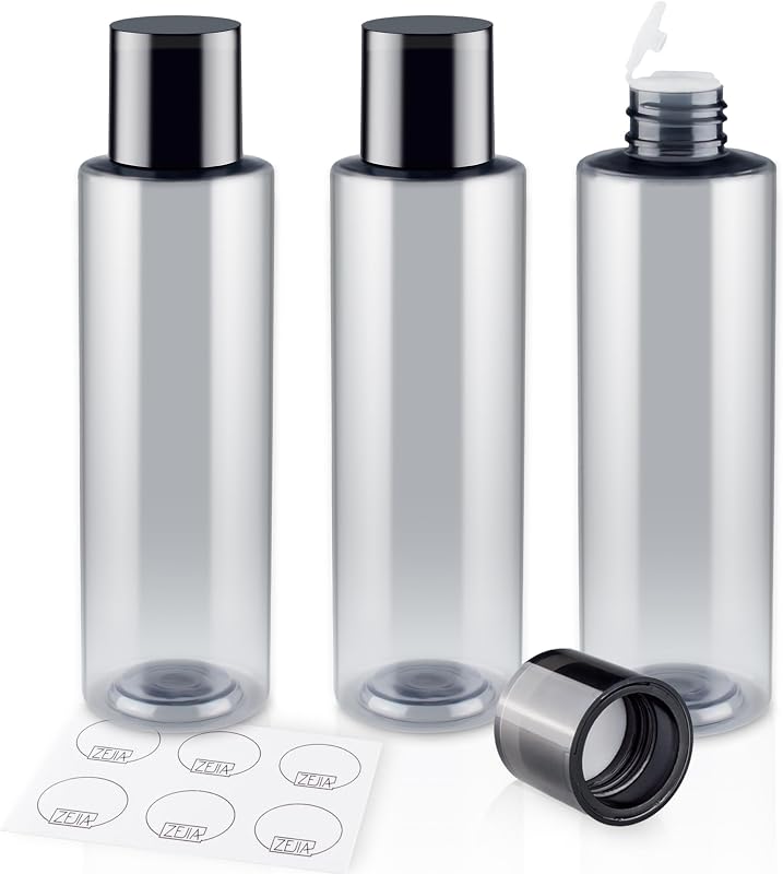 Frascos cilíndricos recarregáveis para viagem ZEJIA 200 mL, pacote com 3
