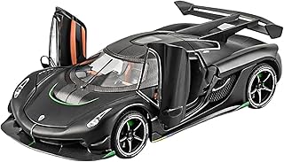 TOYS LAND 1:24 Scale Diecast Metal Toy Car, Pull Back Sports Model Vehicle with Openable Doors, Sound and Light Simulation, Zinc Alloy Collectible Car, Ideal Gifts for Adults Kids Boys Girls (Black)