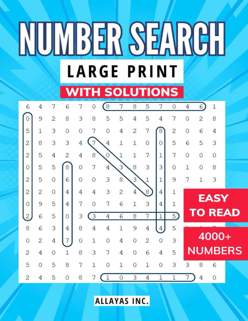 Number Search Puzzle Book: 200 Large Print Find the Numbers Puzzles with Solutions