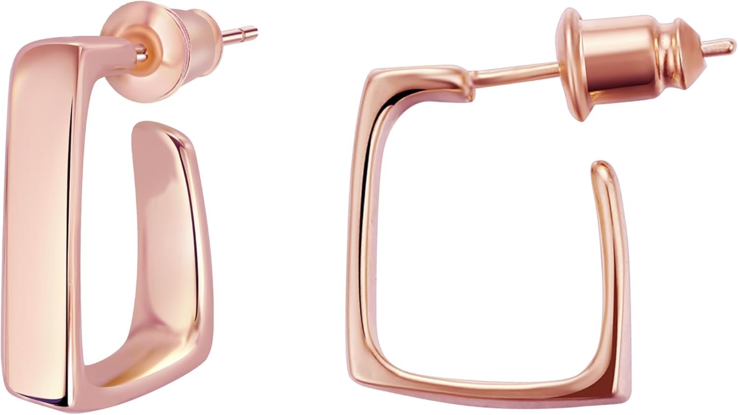 Surrounded Forest Rose Gold Plated Yellow Gold Plated White Gold Square Hoop Earrings Simple Geometricr Post Hoop Earrings For Women 1in 0.5in