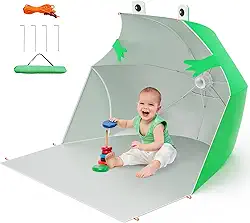 Barraca de praia para bebês, tenda de sol portátil pop-up, leve, impermeável, proteção UV, abrigo de praia com bolsa de armazenamento para praias de bebês, quintal, piquenique, jardim (verde