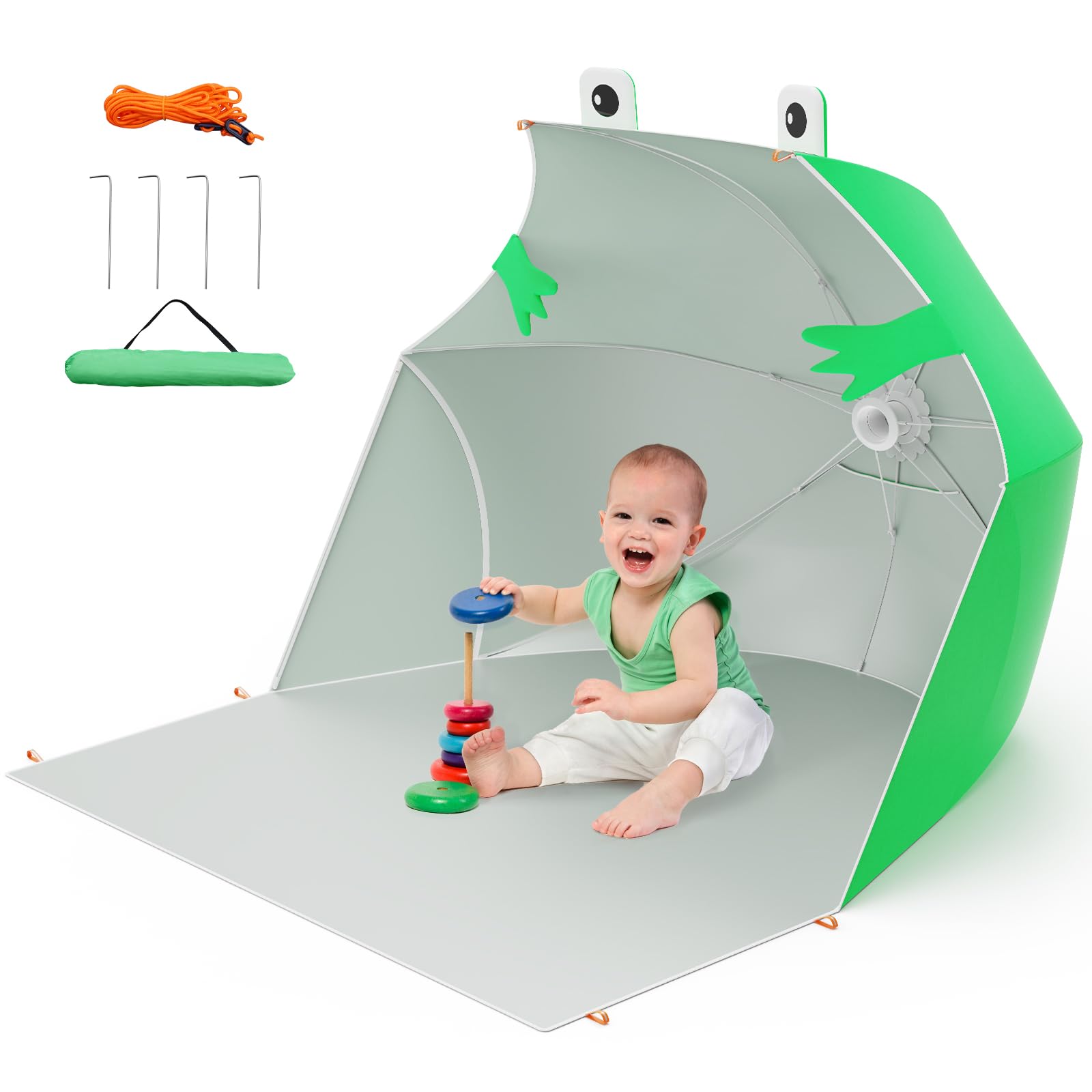 tente pour bebe anti-uv Anti UV Bébé,Pop Up Tente De Plage,Abri Camping Voyage Vec Clous De Sol Protège Vent/Soleil/Sable,Tente De Plage Vec Mini Piscine Convient Les Plages, Les Parcs, Le Camping,Grenouille Komplettrad Größe:L Racewear The top 10 best