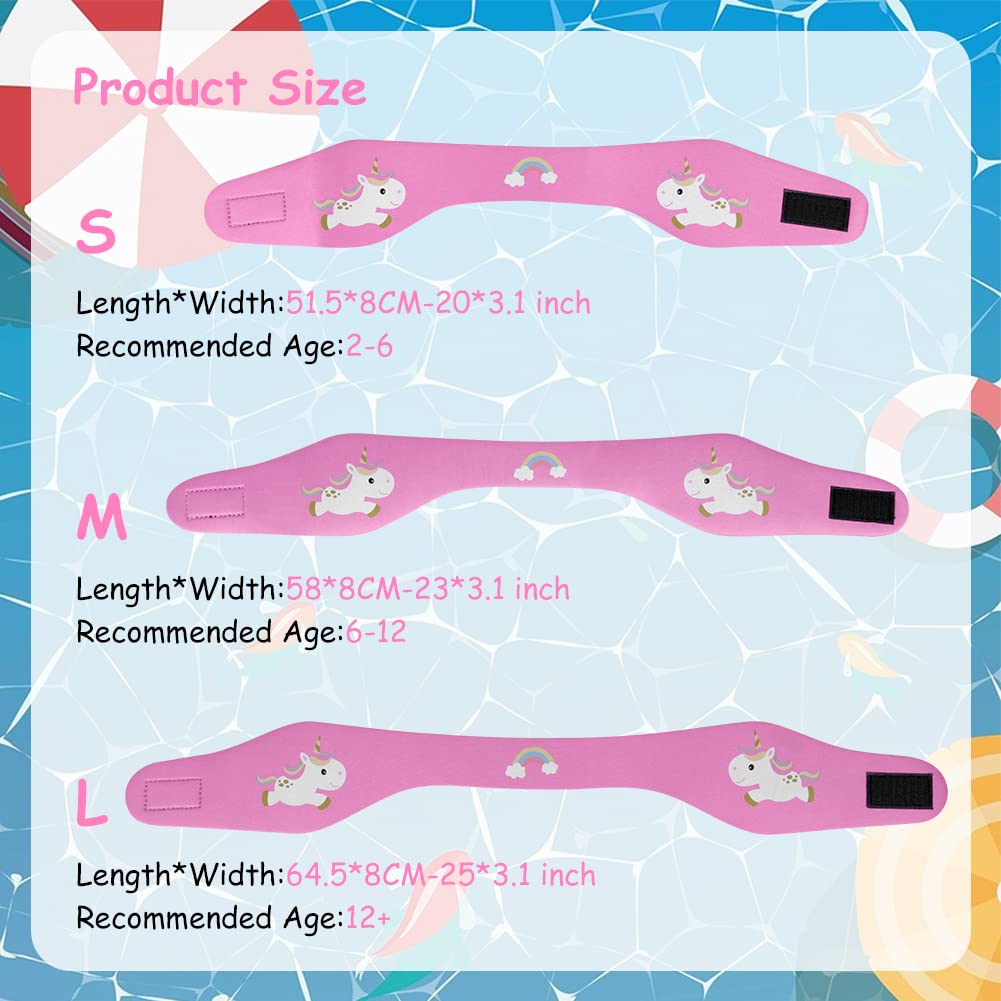 ACWOO Schwimmen Stirnband, Wasserdichtes Schwimmband Neopren Stirnband Kinder Ohrenband, Swimming Kopfband Haarband mit Klettverschluss für - Schwimm Ear Band für Kinder & Erwachsene(Einhorn,S)