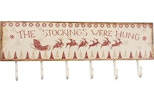 Primitives by Kathy Rustic Christmas Stockings Were Hung 6-Hook Board