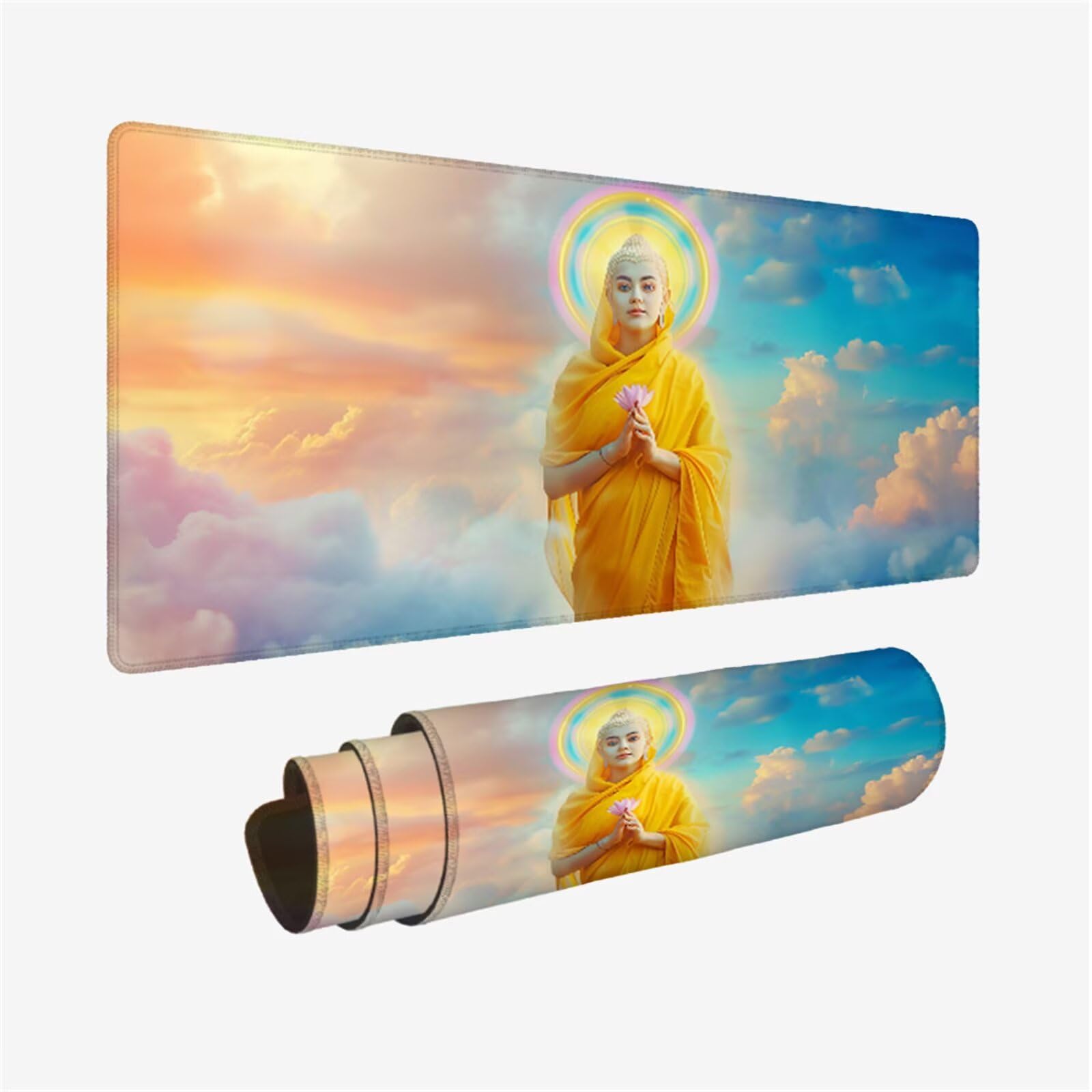 Żółta podkładka pod mysz XXL 1200x600, podkładka pod mysz Zen Biurko wodoodporna, mysz z antypoślizgową podstawą, pod ręką szyte krawędzie, akcesoria do gier, prezent męski H2-548
