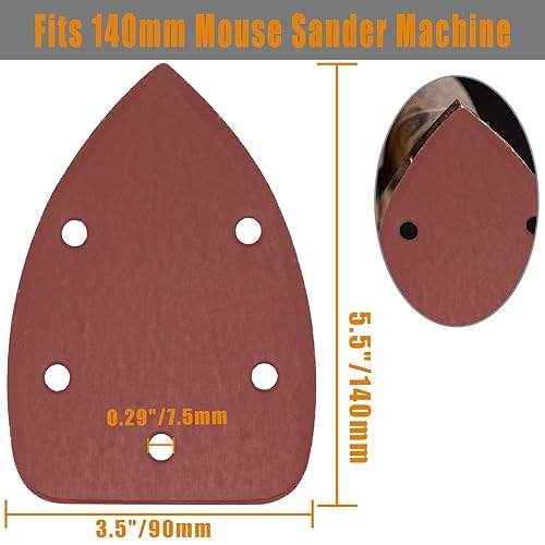 Vista 8 de 60 piezas de papel de lija con detalles de ratón de grano 80, almohadillas de lijadora de ratón de óxido de aluminio, almohadillas de lijadora