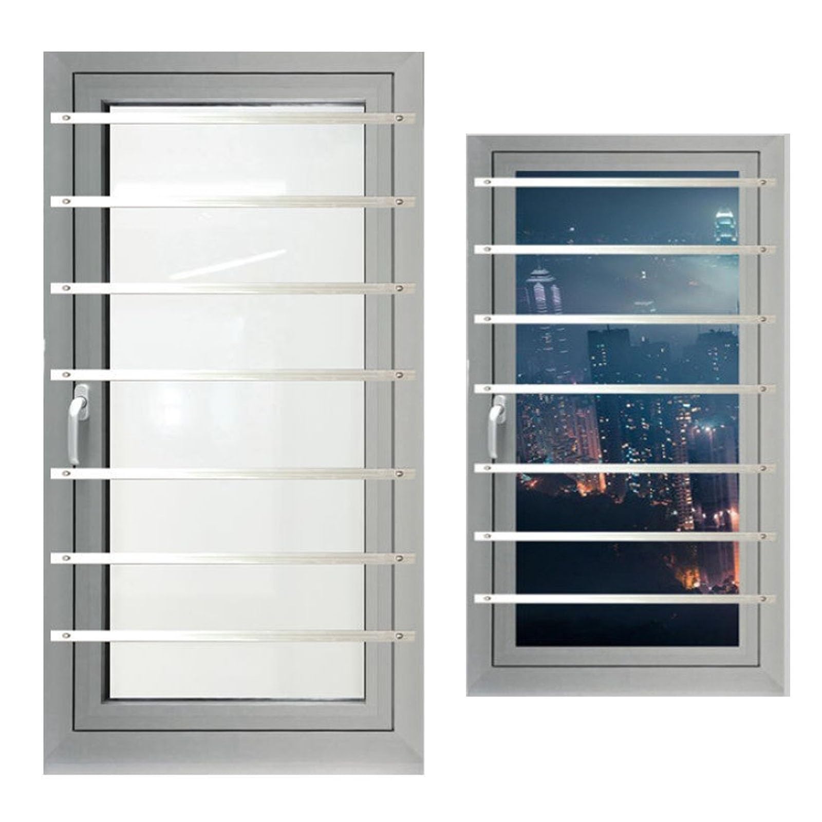Tiras de protección de ventanas de aluminio de 62cm con instalación vertical