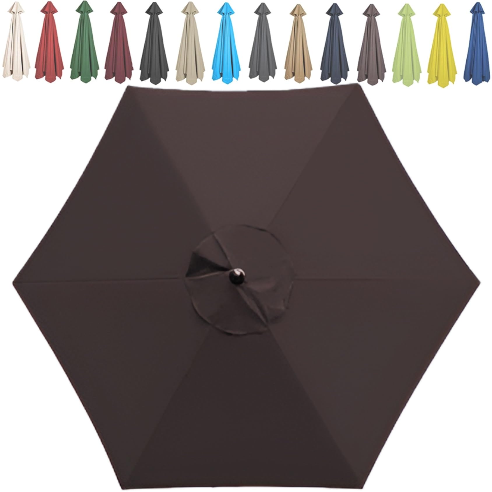 Parasol Umbrella Replacement Canopy Cover - 200cm/270cm/300cm (6.5'/8.8'/9.8') - Umbrella Replacement Canopy For 6 Arms/8 Arms Sun Umbrella Replacement Cloth(Color:Brown,Size:200cm(6.5ft)-6 ribs)