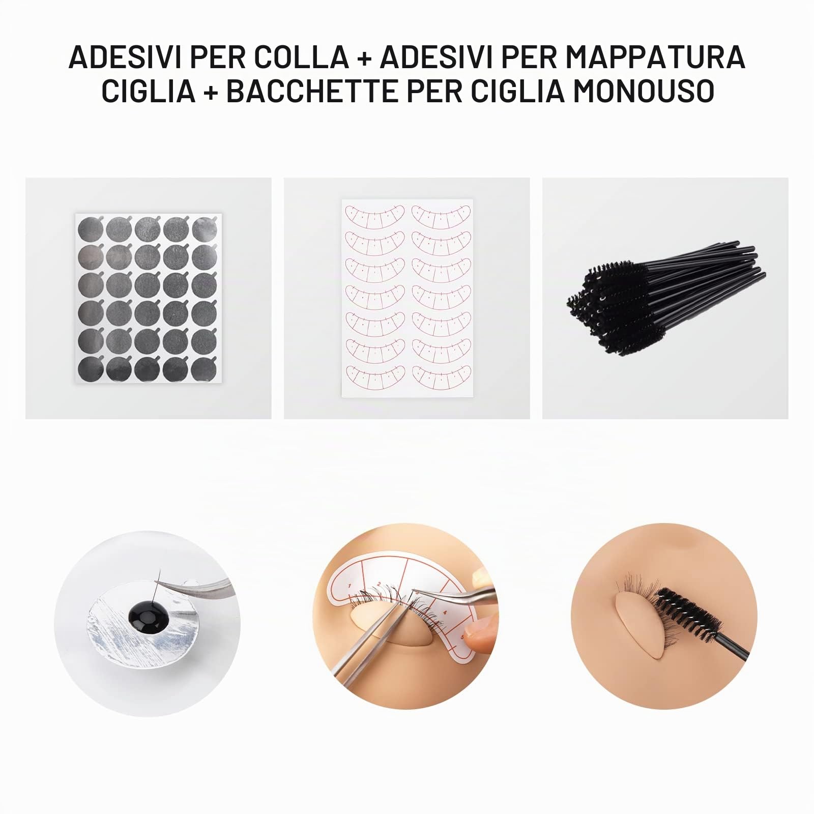 LASHVIEW Kit di estensione per ciglia, kit professionale con manichino per ciglia, con 4 palpebre rimovibili, kit per extension per ciglia, principianti, allenamento trucco e innesto delle ciglia