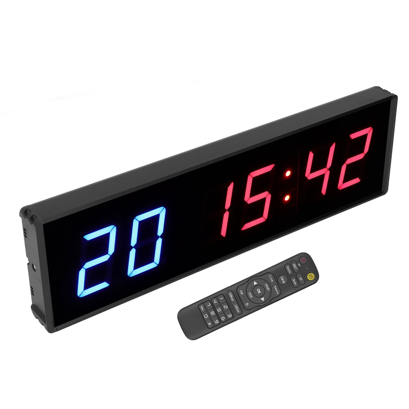 6 Digit LED Timer Countdown Interval Timer with Remote Control Digital Timing 12/24 Hour Clock Stopwatch for Gym Classroom Industrial Training Durable PVC High Gloss Glass 2.3 In