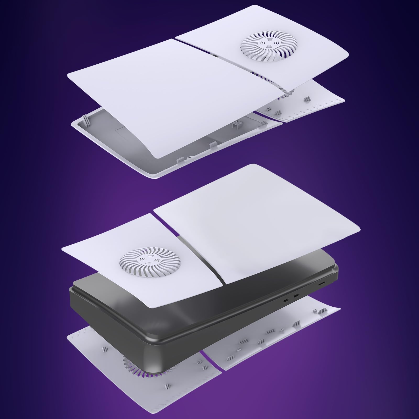 Hzxkqmil Couvercle des Plaques de Rechange pour PS5 Slim Édition Digital | Plaques Latérales avec Aérations Coque de Remplacement Personnalisée Panneau ABS Accessoires pour PS5 Slim Console, Blanc