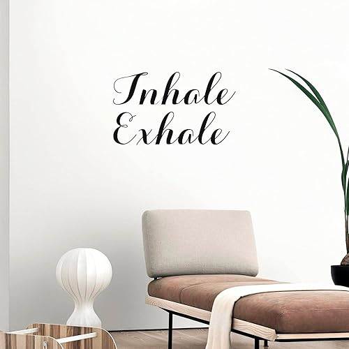 Miniatura 2 de Calcomanía de vinilo para pared, inhala exhala, 15 x 25 pulgadas, moderna frase inspiradora de optimismo para el hogar, dormitorio, sala de estar,