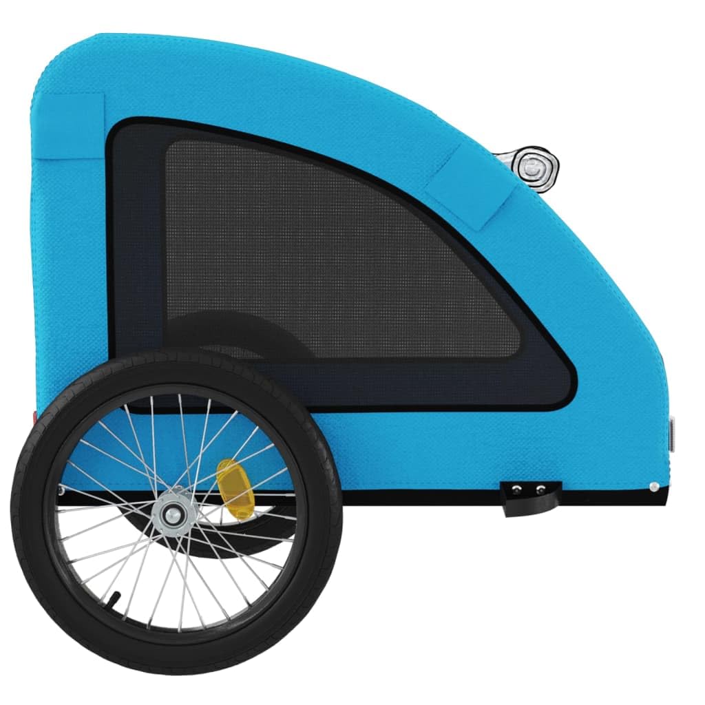 Fahrradanhänger Hunde Blau Oxford-Gewebe und Eisen robust faltbar mit Netz atmungsaktiv sicher für Outdoor Transport und Spaziergänge im Urlaub