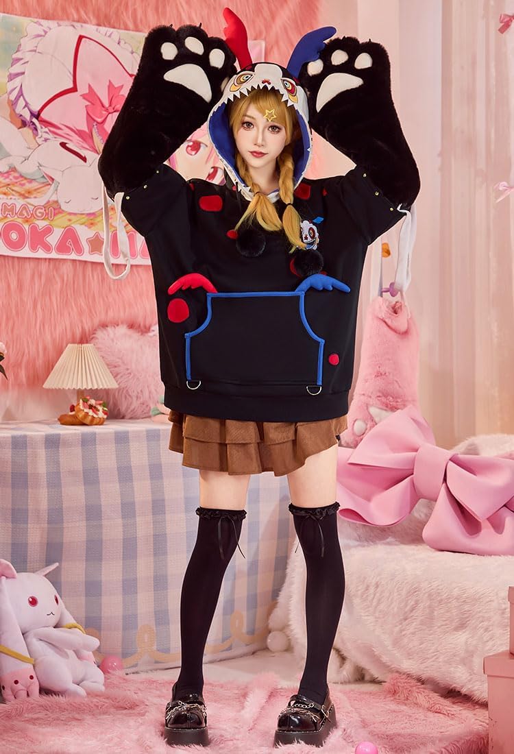 Micotaku Women’s Puella Magi Madoka Magica Charlotte Dessert Witch Paw Hoodie with Detachable Paws