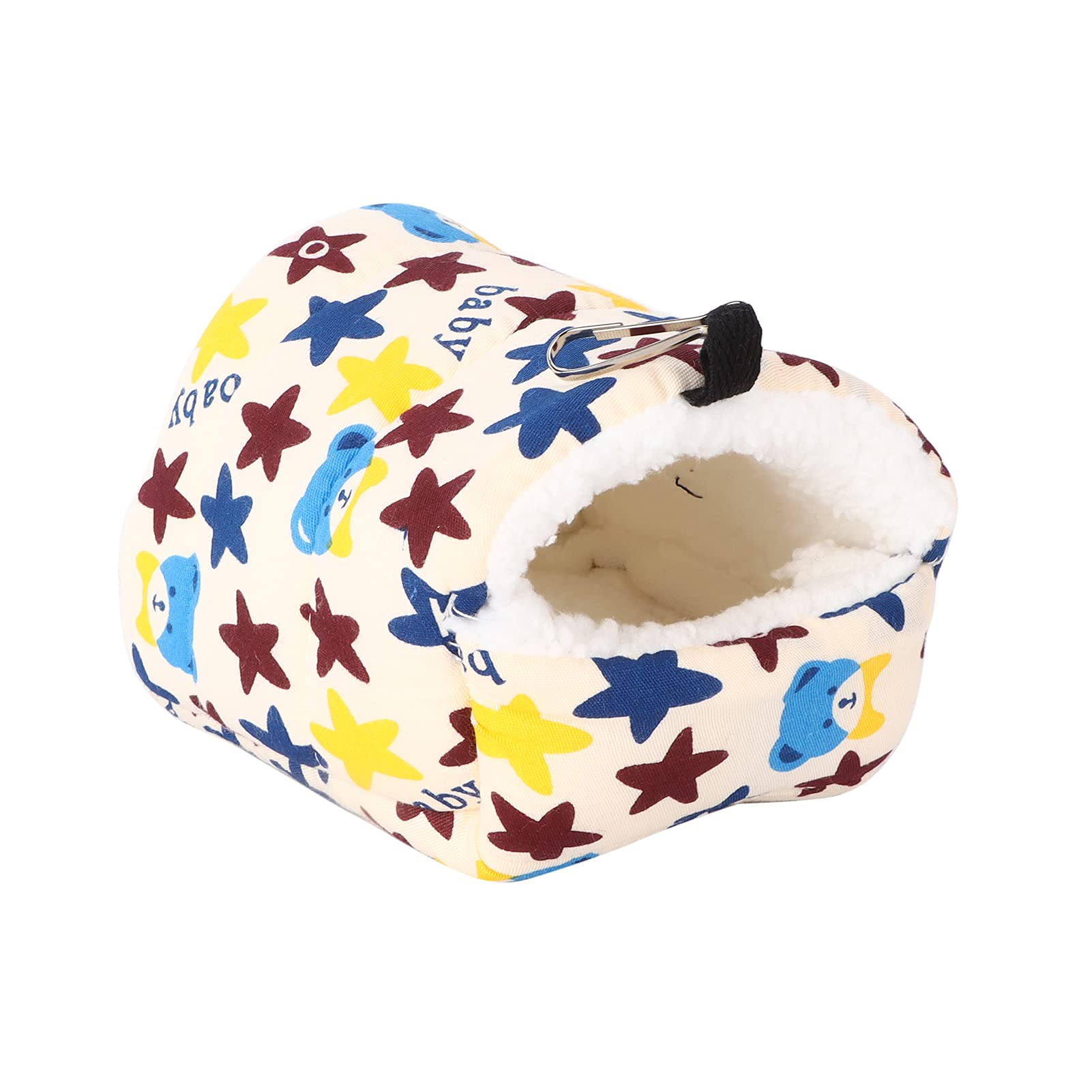 Muiltvoe Small Pet Hanging Cotton Hammock, Star Shape Warm Winter Bed with Fixed Accessories for Hamsters Guinea Pigs Hedgehogs and Small Birds (8 * 8 Star Shaped)