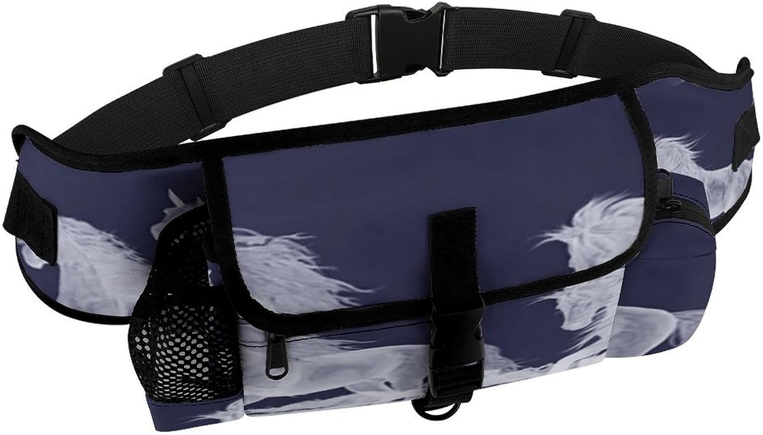 Galloping Horse Dog Fanny Pack with Zip Pockets,Treat Pouch for Dog Walking,Dog Walking Bag for Hiking,Running