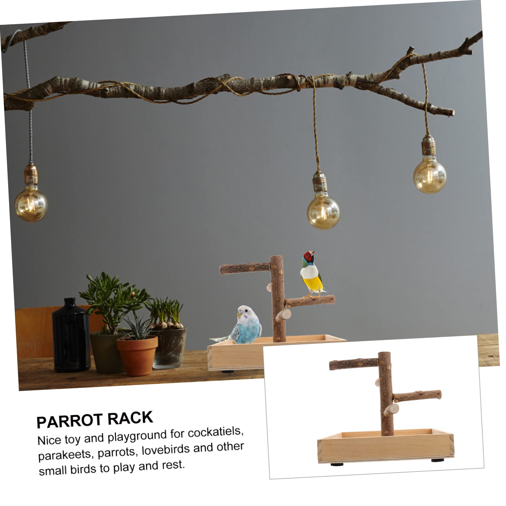 Soporte para Loros y Agapornis, Desarrolla Equilibrio y Coordinación de Madera Estación de Juego Beige para Perchas de Pájaros en Jaula