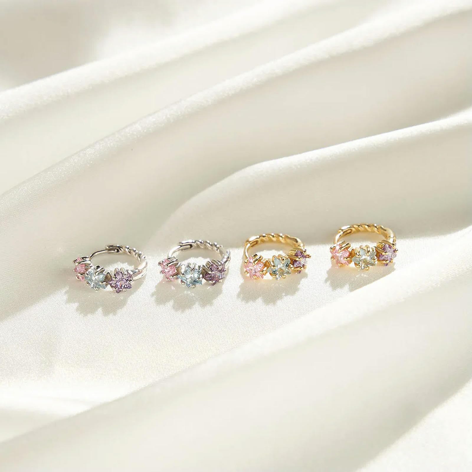 Pendientes De Plata De Ley 925 Con Flor Y Circonita Cúbica 5a Para Mujer. Delicados Pendientes De Botón. Joyería Fina.