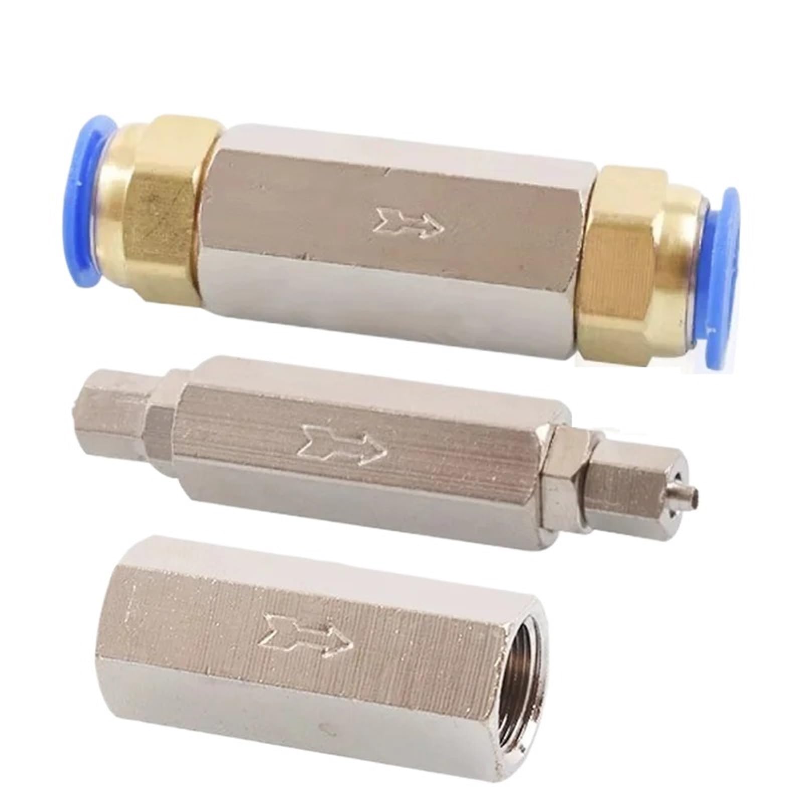 5pcs Brass Pneumatic Check Valve 6mm 8mm 10mm 12mm 1/4 OD Hose Full Port(CV-02 w PC8-02,5 Pcs)