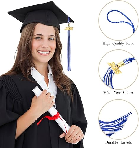 Vista 33 de Borla 2025, 1 unidad, borla de graduación para graduados 2025, borla 2025 con dijes de fecha dorada 2025 para fiestas de graduación, ceremonias