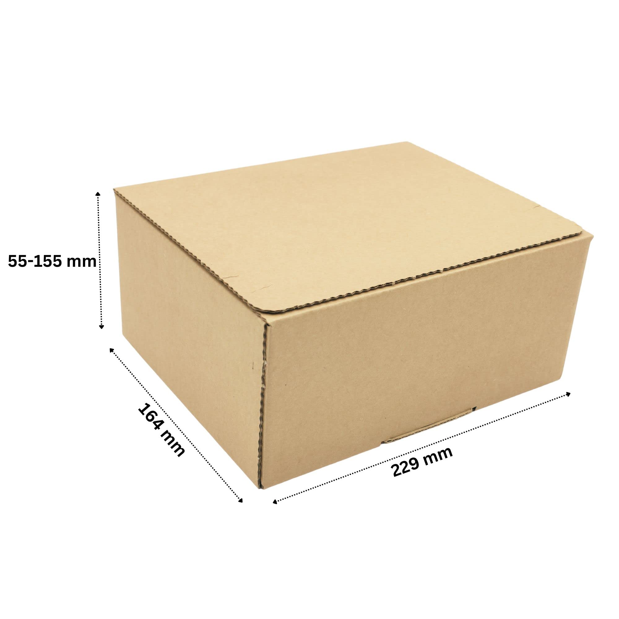Automatik Karton - Versandkartons mit selbstklebendem Deckel - Kartonagen | (200, 229 x 164 x 55-115 mm)