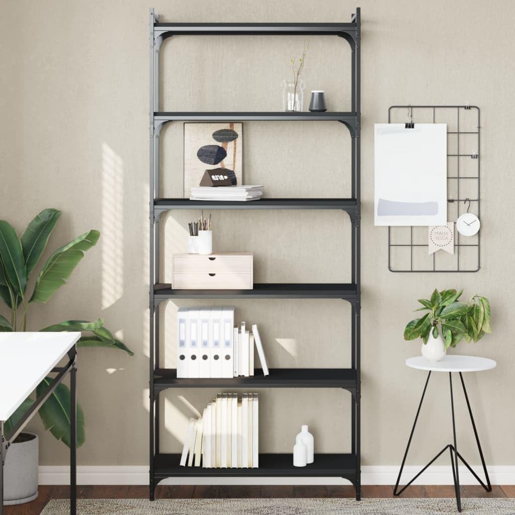 Generisch Bücherregal 6 Böden Schwarz 80x30x188 cm Holzwerkstoff,Möbel,Regalsysteme,Bücherregale Bücherschränke-837682
