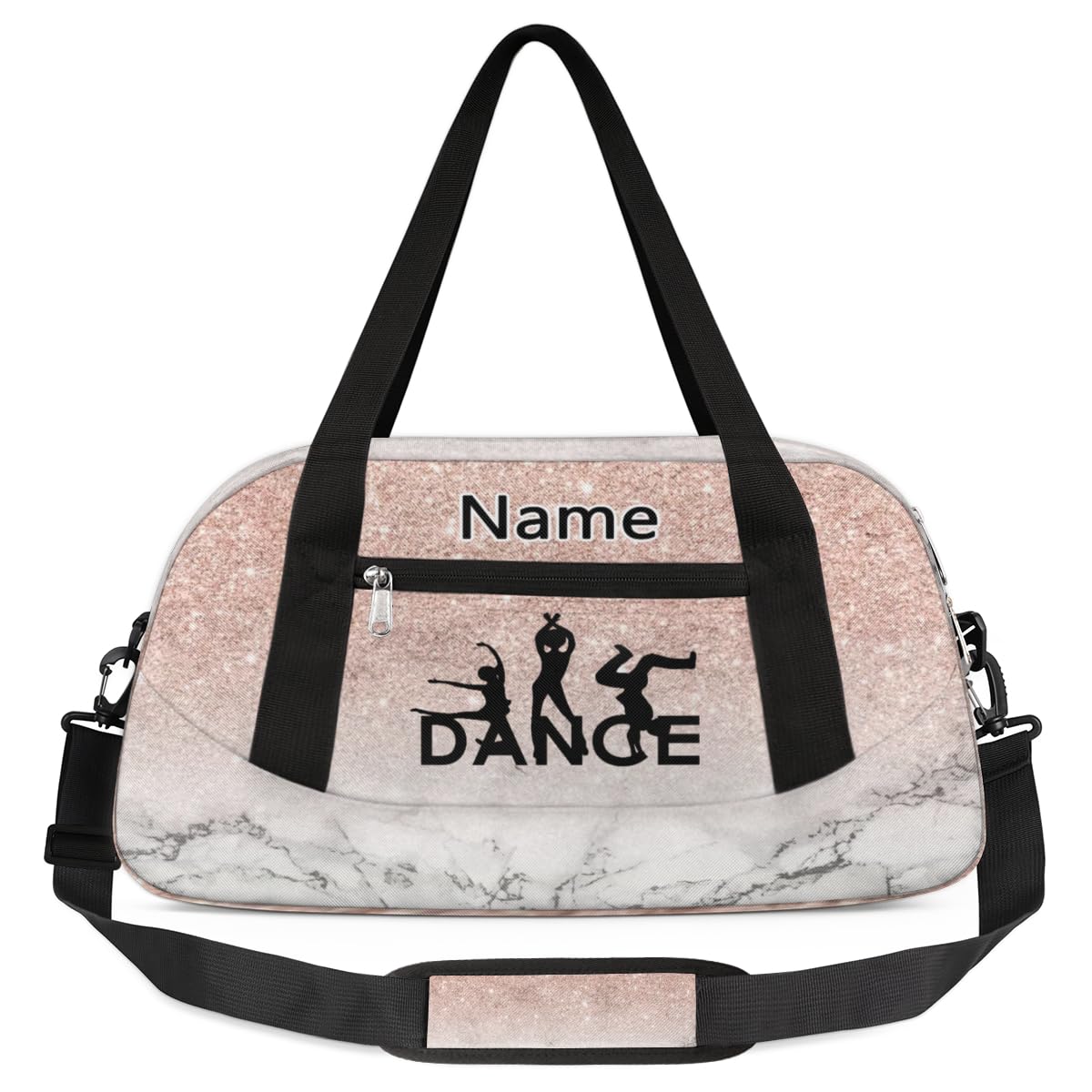 Custom Name Kids Duffle Bag Personalized Text Ballet Crystal Marble Dance Gym Sports Bag Waterproof Overnight Weekender Travel Workout Duffel Bag Carry On Bag for Little Boys Girls Teen Gifts