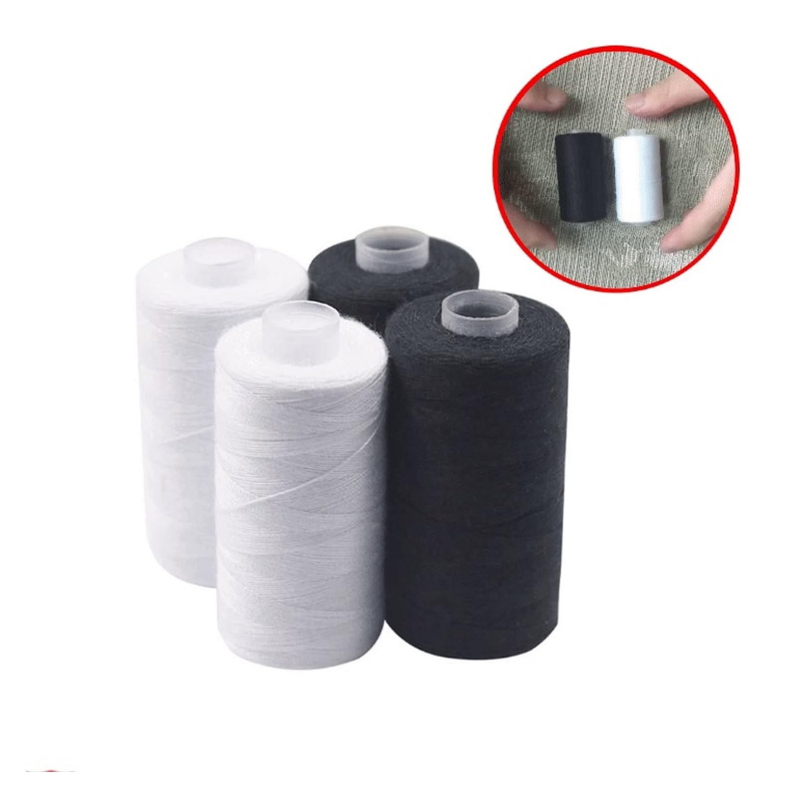 500-3000 m Polyester-Nähgarnspulen, schwarz-weiße Fäden for die Handreparatur von Nähmaschinen. Verwendung for Hand- und Maschinennähen (Color : Black 3000m)
