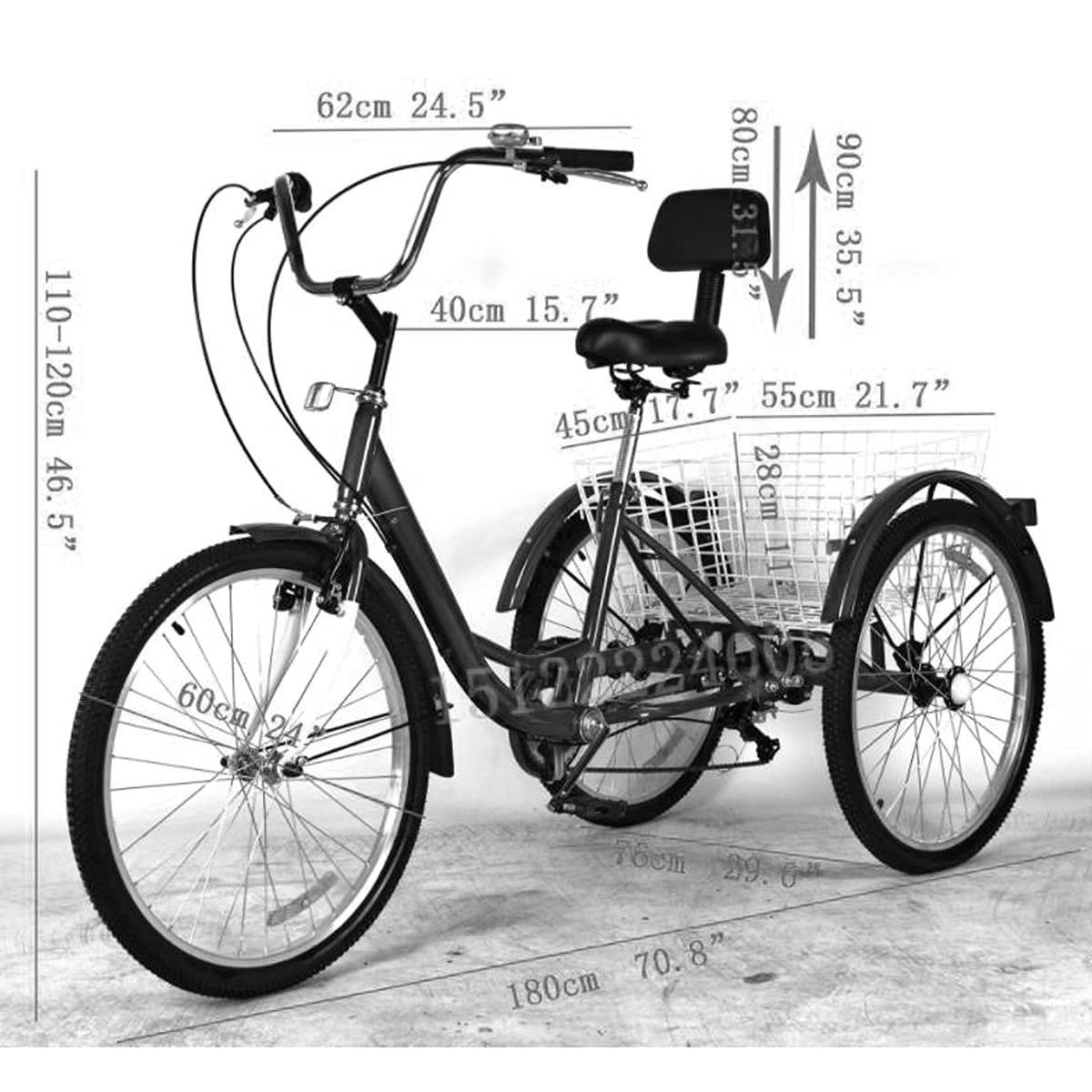 Amazon.co.jp: 20インチ三輪自転車、高齢者、女性、男性用の