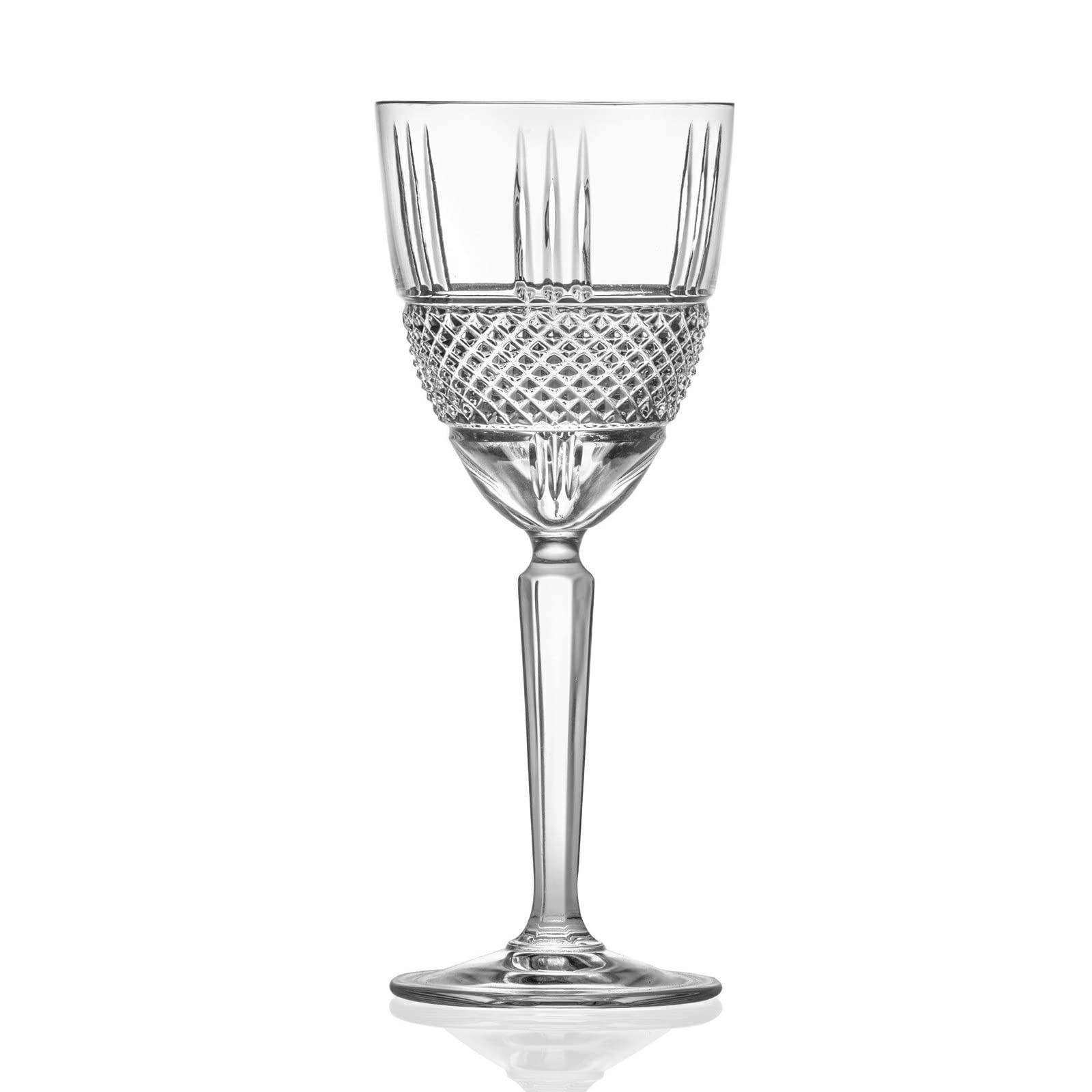 RCR Cristalleria Italiana Brilliante Crystal Luxury Wine Goblet Glass - Set of 6 (290 ml, Italy Made)