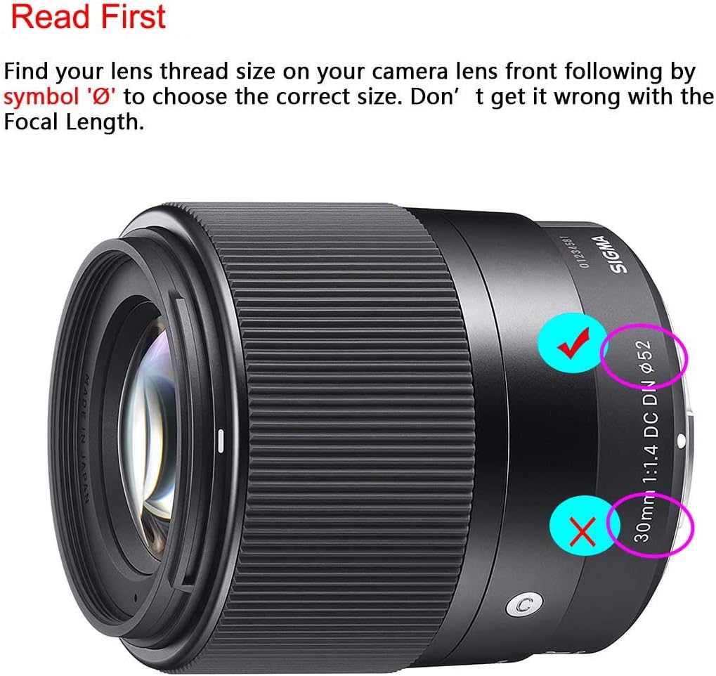 ULBTER 52mm Lens Cap Cover for Sigma E-Mount 30mm F1.4 Lens for Sony Alpha a6600 a6500 a6400 a6300 a6000 a6100 a5100 a5000 Digital Camera,Center Pinch Lens Cap Lens Cover -3 Pack - Image 3