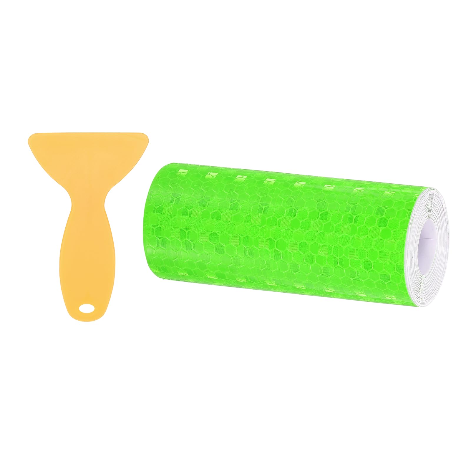 PATIKIL 4 Inch x 10 ft Reflective Tape, 1 Roll Waterproof Self Adhesive High Visibility Caution Warning Safety Tape Reflector with Scraper for Trucks Trailers Cars, Green