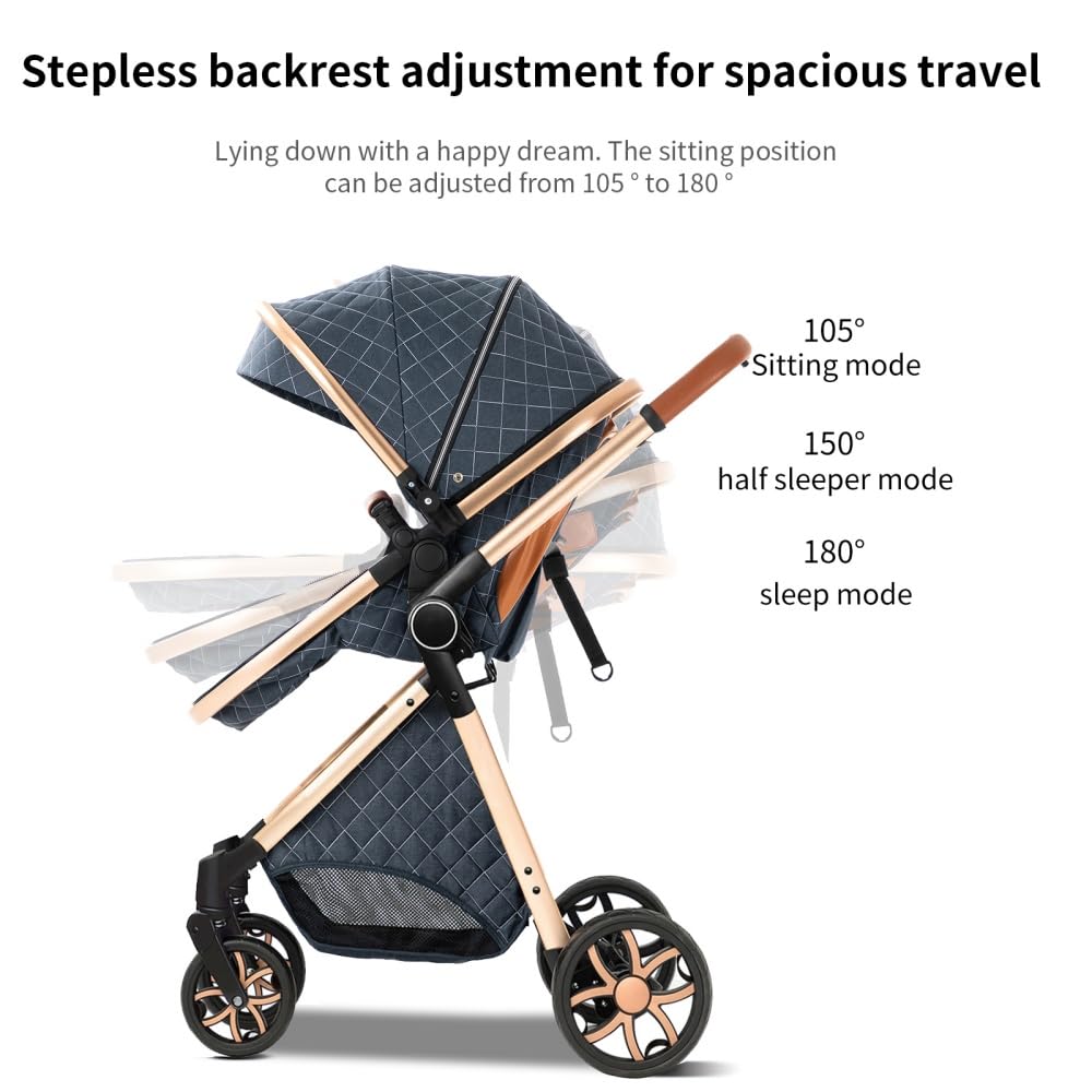 3 in 1 Kinderwagen Schwarz Aluminiumrahmen Set mit Verdeck