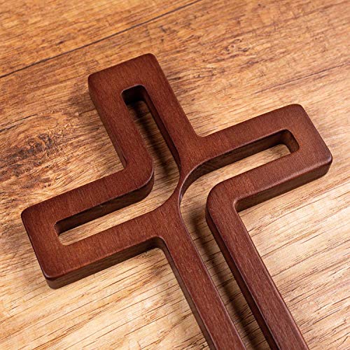 4Soul Wall Cross | Wooden Cross For Wall | Home Wall Decor | Decorative Hanging Cross 10 Inch (Brown) 10 Tall #TOP2