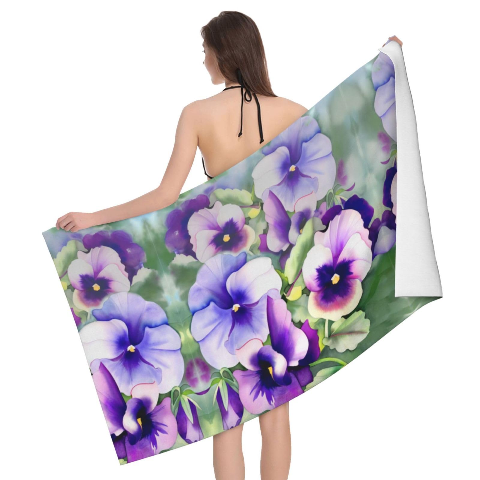 QAZWZML Home microfiber Pansy Perfection prints bath towels for travel, beach, and bathroom use. Highly absorbent and soft pool towels for men and women, quick drying