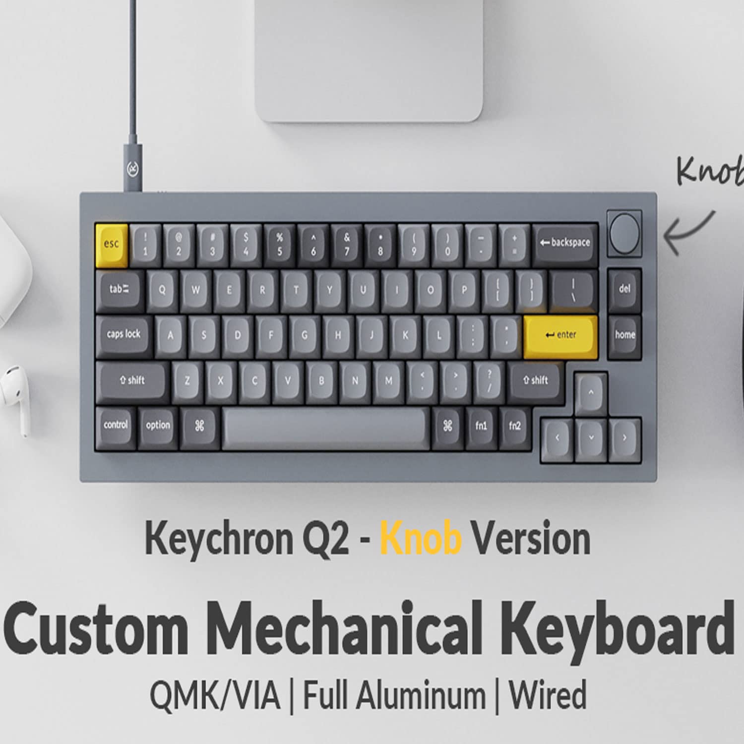 Amazon | Keychron Q2 QMK/VIA メカニカル有線キーボードノブ